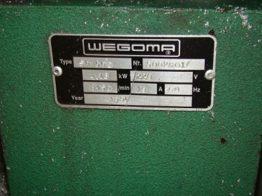20 , WEGOMA #SD500, 10' cutting length, 2 heads, mitre and compound, 3 HP, 1994