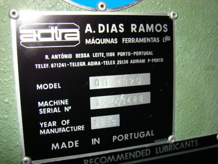 35 Ton, ADIRA, No. QH-3020, upacting, 80 OA, Hurco CNC, 1985