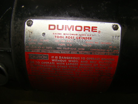 DUMORE, No. 57-021, 1/2 HP, 3600 to 32600 rpm, #5T-200-0021 insert spindle
