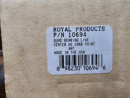 LIVE CENTER, ROYAL, #10694, Quad bearing, HS (12000 rpm), carbide tipped, #4MT