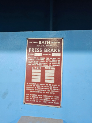 80 Ton, CYRIL BATH, #80-3-6, mechanical, 8' x 3/16 , 8'AOL, 6'6 BH, PFOBG, 1978